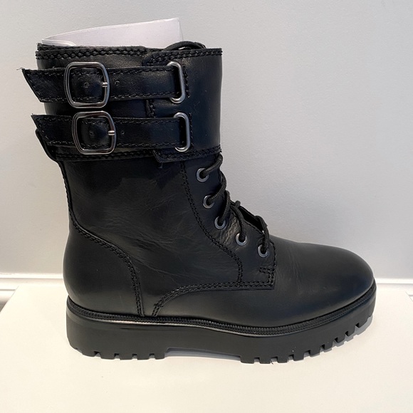 Brand new MANGO Leather & Faux Leather Combat Boots - Picture 2 of 7